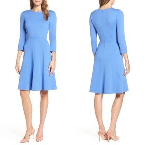 Eliza J Seamed Fit & Flare Dress In Blue Size 6 NWT